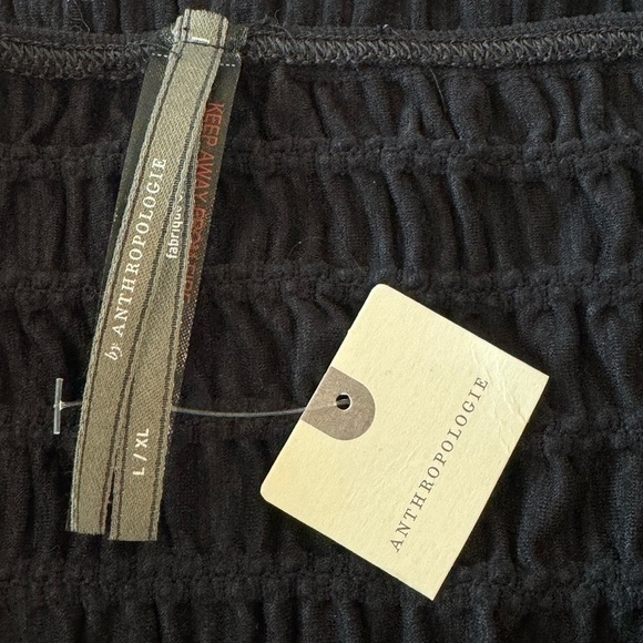 ANTHROPOLOGIE Seamless Smocked Black Mini Skirt Size L/XL NEW - Picture 6 of 6